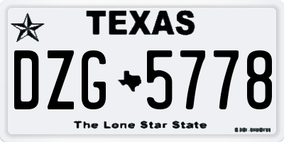 TX license plate DZG5778