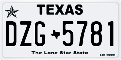 TX license plate DZG5781