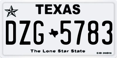 TX license plate DZG5783