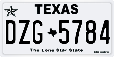 TX license plate DZG5784