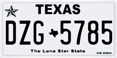 TX license plate DZG5785