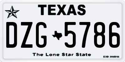 TX license plate DZG5786