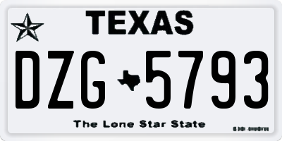 TX license plate DZG5793