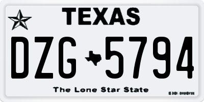 TX license plate DZG5794