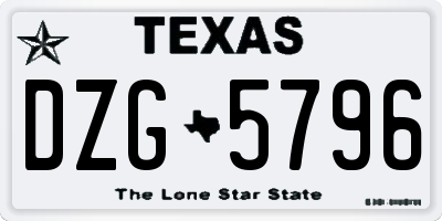 TX license plate DZG5796
