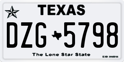TX license plate DZG5798