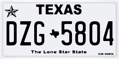 TX license plate DZG5804