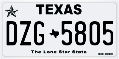 TX license plate DZG5805