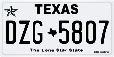 TX license plate DZG5807