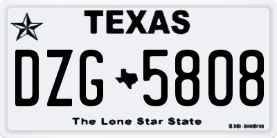 TX license plate DZG5808