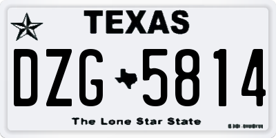 TX license plate DZG5814