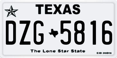 TX license plate DZG5816