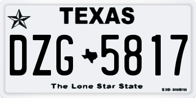 TX license plate DZG5817