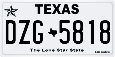 TX license plate DZG5818