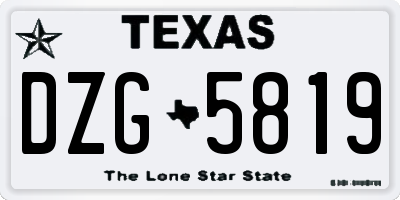 TX license plate DZG5819