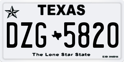 TX license plate DZG5820