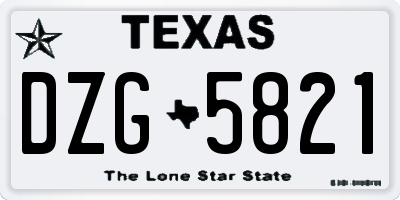 TX license plate DZG5821
