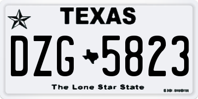 TX license plate DZG5823