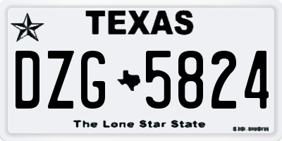 TX license plate DZG5824
