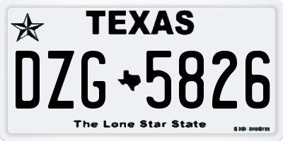 TX license plate DZG5826