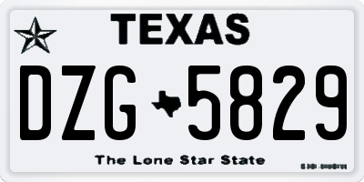 TX license plate DZG5829
