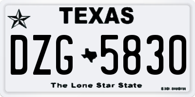 TX license plate DZG5830