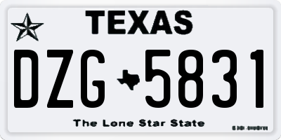 TX license plate DZG5831