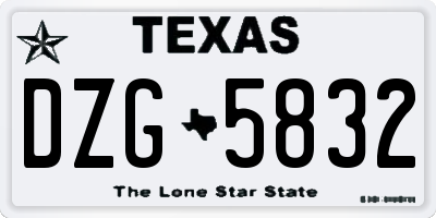 TX license plate DZG5832