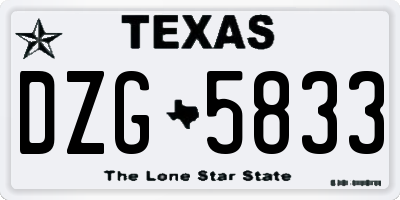 TX license plate DZG5833