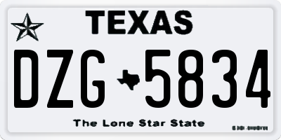 TX license plate DZG5834