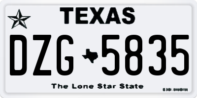 TX license plate DZG5835