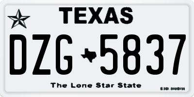 TX license plate DZG5837