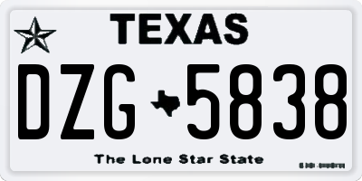 TX license plate DZG5838