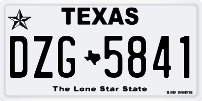TX license plate DZG5841