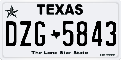 TX license plate DZG5843