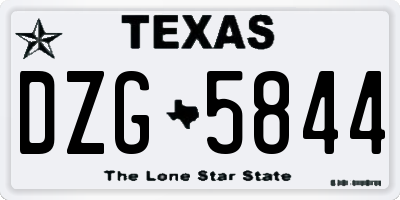 TX license plate DZG5844