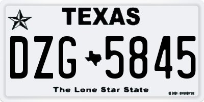 TX license plate DZG5845