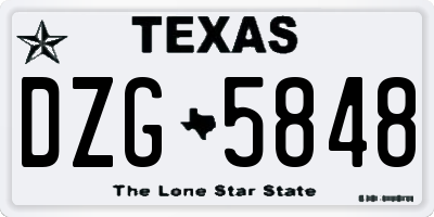 TX license plate DZG5848