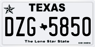 TX license plate DZG5850