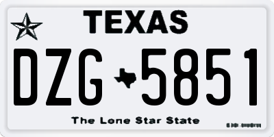 TX license plate DZG5851