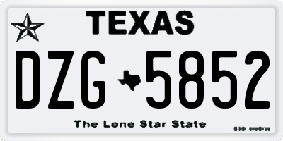 TX license plate DZG5852