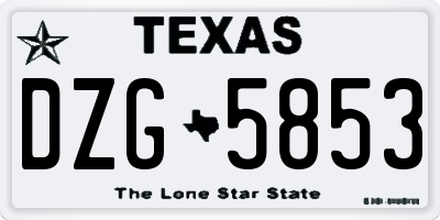 TX license plate DZG5853