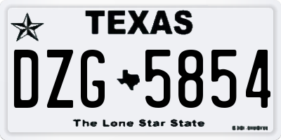 TX license plate DZG5854