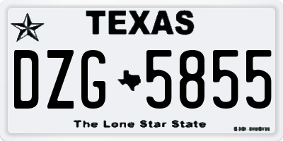 TX license plate DZG5855