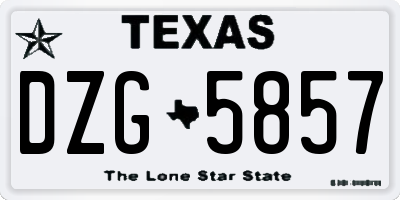 TX license plate DZG5857