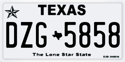 TX license plate DZG5858