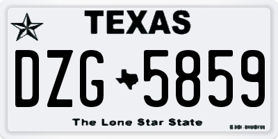 TX license plate DZG5859