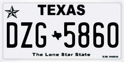 TX license plate DZG5860