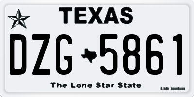 TX license plate DZG5861