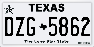 TX license plate DZG5862